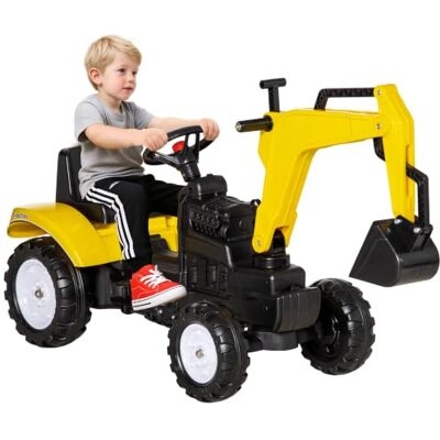 HOMCOM Tractor a Pedales para Niños de +3 Años 35kg 107x42x71 cm Amarillo Escavadora para crianças, com laxon e pala dianteira, trator infantil para exterior HOMCOM Tractor a Pedales para Niños de +3 Años 35kg 107x42x71 cm Amarillo Escavadora para crianças, com laxon e pala dianteira, trator infantil para exterior