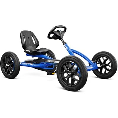 BERG Kart a pedais Buddy azul, 3-8 anos, quadro resistente, assento ajustável, volante ajustável BERG Kart a pedais Buddy azul, 3-8 anos, quadro resistente, assento ajustável, volante ajustável