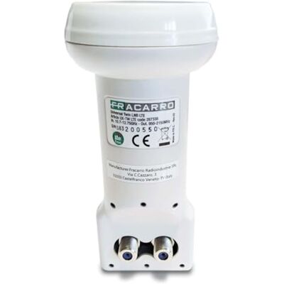 Fracarro LNB Twin de 2 saídas universais com filtro LTE integrado em HD, baixa figura de ruído, homologado pela Sky, (UX-TW LTE) Fracarro LNB Twin de 2 saídas universais com filtro LTE integrado em HD, baixa figura de ruído, homologado pela Sky, (UX-TW LTE)