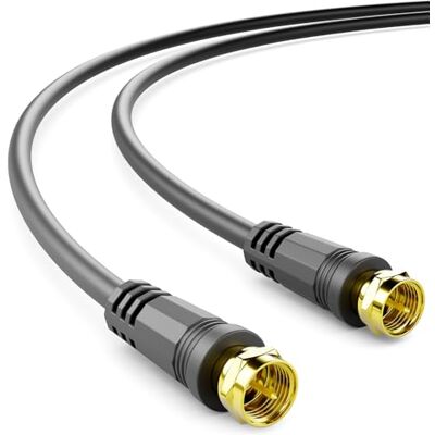 deleyCON 15 m cabo de antena cabo coaxial SAT TV HDTV Quad Shield DVB-S DVB-S2 rádio DAB conector de metal dourado e prateado preto deleyCON 15 m cabo de antena cabo coaxial SAT TV HDTV Quad Shield DVB-S DVB-S2 rádio DAB conector de metal dourado e prateado preto