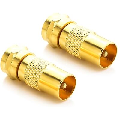 deleyCON 2 peças adaptador de antena Sat adaptador de cabo a Sat como Set conector F a conector IEC acoplamento interligações adaptador coaxial cabo satélite banhado a ouro deleyCON 2 peças adaptador de antena Sat adaptador de cabo a Sat como Set conector F a conector IEC acoplamento interligações adaptador coaxial cabo satélite banhado a ouro