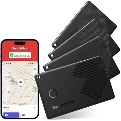 SwitchBot Carteira de pesquisar cartão 4 pacotes, cartão Smart AirTag compatível com Apple Find My (apenas iOS), localizador Bluetooth para chaves, telemóveis, bagagem, até 3 anos de bateria SwitchBot Carteira de pesquisar cartão 4 pacotes, cartão Smart AirTag compatível com Apple Find My (apenas iOS), localizador Bluetooth para chaves, telemóveis, bagagem, até 3 anos de bateria