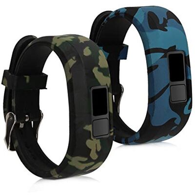kwmobile 2 x pulseiras compatíveis com Garmin Vivofit jr. / Jr. 2 Pulseiras de silicone para fitness tracker, Camuflagem preto / verde claro / verde escuro, Resistente, flexível kwmobile 2 x pulseiras compatíveis com Garmin Vivofit jr. / Jr. 2 Pulseiras de silicone para fitness tracker, Camuflagem preto / verde claro / verde escuro, Resistente, flexível