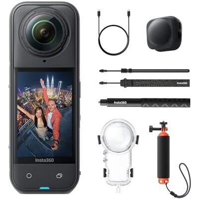Insta360 Pacote de mergulho invisível X5 câmara 8K de 360º impermeável, efeito Selfie Stick invisível, líder com pouca luz, bateria de 3h, áudio claro, estabilização, edição por IA, cores vivas Insta360 Pacote de mergulho invisível X5 câmara 8K de 360º impermeável, efeito Selfie Stick invisível, líder com pouca luz, bateria de 3h, áudio claro, estabilização, edição por IA, cores vivas