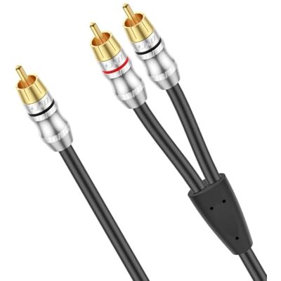 J&D Cabo RCA, 1 RCA macho para 2 RCA cabo divisor masculino e de áudio estéreo digital para subwoofer e teatro em casa, 4,5 metros J&D Cabo RCA, 1 RCA macho para 2 RCA cabo divisor masculino e de áudio estéreo digital para subwoofer e teatro em casa, 4,5 metros