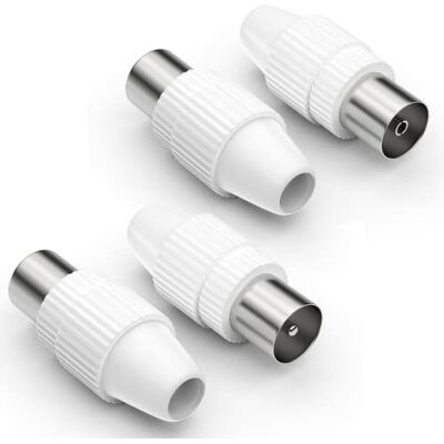 RedStar24 Conjunto de 2 conectores coaxiais e 2 conectores coaxiais fêmea, para cabo de antena IEC TV, conector macho e fêmea, rádio DVB-C e antena de televisão DVB-T2 para cabo de antena coaxial SAT 4K UHD RedStar24 Conjunto de 2 conectores coaxiais e 2 conectores coaxiais fêmea, para cabo de antena IEC TV, conector macho e fêmea, rádio DVB-C e antena de televisão DVB-T2 para cabo de antena coaxial SAT 4K UHD