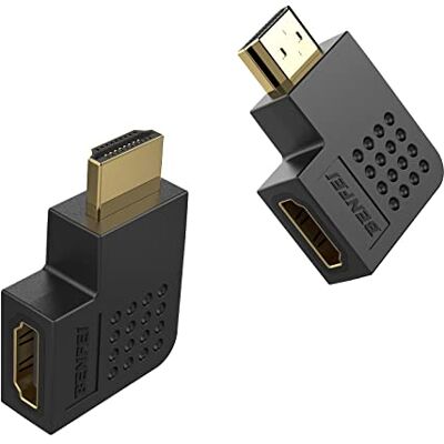 BENFEI Adaptador HDMI macho para fêmea em ângulo reto de 90 graus, embalagem de 2 resoluções de até 4 K x 2 K, compatível com 1440P, 1080P BENFEI Adaptador HDMI macho para fêmea em ângulo reto de 90 graus, embalagem de 2 resoluções de até 4 K x 2 K, compatível com 1440P, 1080P