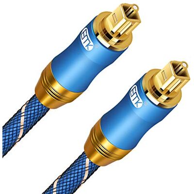 EMK Cabo ótico Cabo de áudio ótico digital Toslink Cable Spdif compatível com TV, barra de som, cinema em casa, Xbox, PS4 e muito mais (1,8 m, ótico banhado a ouro Toslink, azul) EMK Cabo ótico Cabo de áudio ótico digital Toslink Cable Spdif compatível com TV, barra de som, cinema em casa, Xbox, PS4 e muito mais (1,8 m, ótico banhado a ouro Toslink, azul)