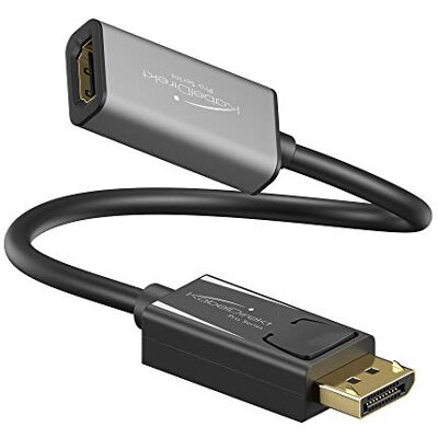 KabelDirekt Adaptador DisplayPort DP para HDMI, 0,15 m Resolução máxima 4 K/60 Hz, contactos dourados de 24 k, adequado para todas as placas gráficas com saída DP KabelDirekt Adaptador DisplayPort DP para HDMI, 0,15 m Resolução máxima 4 K/60 Hz, contactos dourados de 24 k, adequado para todas as placas gráficas com saída DP