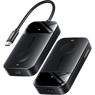 VENTION Transmissor e recetor HDMI sem fios 4K@30Hz, Extensor sem fios USB C a HDMI 5G (50 m 165 FT) com carregamento PD 60 W, transmite vídeo do portátil, telemóvel ou tablet para monitor, projetor ou TV VENTION Transmissor e recetor HDMI sem fios 4K@30Hz, Extensor sem fios USB C a HDMI 5G (50 m 165 FT) com carregamento PD 60 W, transmite vídeo do portátil, telemóvel ou tablet para monitor, projetor ou TV