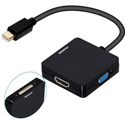 BENFEI Adaptador Mini DisplayPort 4K HDMI/DVI/VGA, conversor de 3 em 1 mini Compatível com MacBook Air 2010-2017, MacBook Pro 2010-2015, Mac Mini 2010-2014, Surface Pro 1 2 3 4 BENFEI Adaptador Mini DisplayPort 4K HDMI/DVI/VGA, conversor de 3 em 1 mini Compatível com MacBook Air 2010-2017, MacBook Pro 2010-2015, Mac Mini 2010-2014, Surface Pro 1 2 3 4