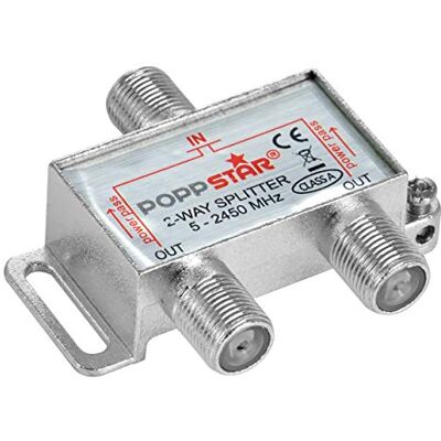 POPPSTAR Divisor de Satélite TV de Duas Saídas (Adequado para analógico, Digital, unicable, HD, 4K), Misturador de satélite para Cabo, TV, Rádio, LNB POPPSTAR Divisor de Satélite TV de Duas Saídas (Adequado para analógico, Digital, unicable, HD, 4K), Misturador de satélite para Cabo, TV, Rádio, LNB