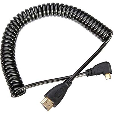 chenyang CY Cabo micro HDMI para HDMI macho para HDTV, telemóvel, tablet e câmara (conector angulado à esquerda de 90 graus), preto chenyang CY Cabo micro HDMI para HDMI macho para HDTV, telemóvel, tablet e câmara (conector angulado à esquerda de 90 graus), preto