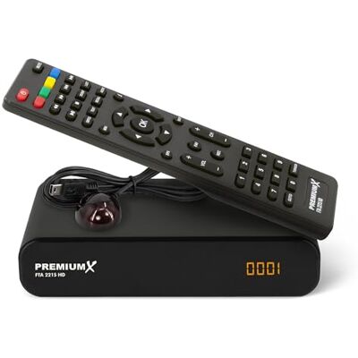PremiumX Receptor de satélite Premium X HD 221S DVB-S2 FTA recetor de satélite digital compatível com uniível, HDMI e SCART, reprodutor multimédia USB, transmissor alemão compacto pré-instalado PremiumX Receptor de satélite Premium X HD 221S DVB-S2 FTA recetor de satélite digital compatível com uniível, HDMI e SCART, reprodutor multimédia USB, transmissor alemão compacto pré-instalado