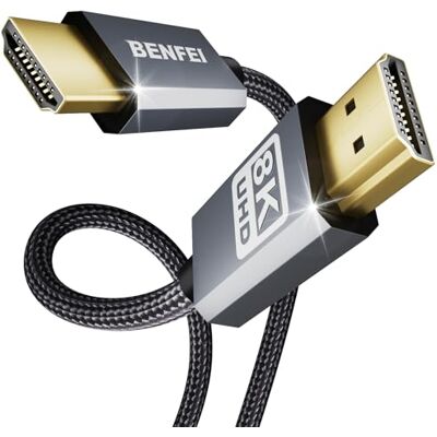 BENFEI Cabo HDMI para HDMI 2.1, Certificado, 48 Gbps, 4K@240Hz 8K@60Hz, carcaça de alumínio, nylon trançado, compatível com Mac PC TV PS5 Xbox, 3M BENFEI Cabo HDMI para HDMI 2.1, Certificado, 48 Gbps, 4K@240Hz 8K@60Hz, carcaça de alumínio, nylon trançado, compatível com Mac PC TV PS5 Xbox, 3M