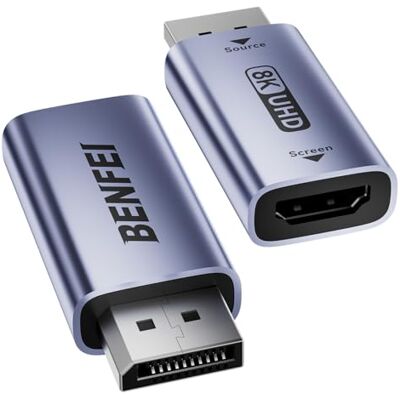 BENFEI Adaptador DisplayPort 1.4 para HDMI 2.1, 8K@60Hz/4K@240Hz/1080P@480Hz, unidirecional DP a HDMI para monitor de jogos, TV, AMD, NVIDIA BENFEI Adaptador DisplayPort 1.4 para HDMI 2.1, 8K@60Hz/4K@240Hz/1080P@480Hz, unidirecional DP a HDMI para monitor de jogos, TV, AMD, NVIDIA