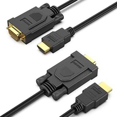 BENFEI Cabo HDMI para VGA (Pacote de 2), Banhado a Ouro, Macho a Macho para Computador, portátil, PC, Monitor, projetor, HDTV, Chromebook, Raspberry Pi, Roku, Xbox e mais, Cor Preto 1,8 m BENFEI Cabo HDMI para VGA (Pacote de 2), Banhado a Ouro, Macho a Macho para Computador, portátil, PC, Monitor, projetor, HDTV, Chromebook, Raspberry Pi, Roku, Xbox e mais, Cor Preto 1,8 m