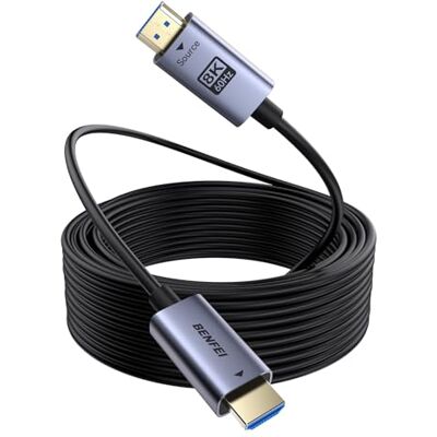 BENFEI Cabo de fibra ótica HDMI 2.1 8K de 30 M: 8 K @ 60 Hz, 4 K@240 Hz, alta velocidade 48 Gbps, adequado para instalação na parede com certificação CL3, com eARC/HDR dinâmico/HDCP 2.3, para PS5, Xbox, TV BENFEI Cabo de fibra ótica HDMI 2.1 8K de 30 M: 8 K @ 60 Hz, 4 K@240 Hz, alta velocidade 48 Gbps, adequado para instalação na parede com certificação CL3, com eARC/HDR dinâmico/HDCP 2.3, para PS5, Xbox, TV