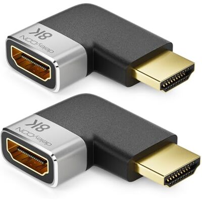 deleyCON 2 peças conectores de acoplamento adaptador HDMI 8K@60Hz / 4K@120Hz UHD 7680x4320 alumínio HDMI 2.1 ARC HDR10+ Dolby Vision VRR ALLM 48Gbps cotovelo esquerdo cinzento preto deleyCON 2 peças conectores de acoplamento adaptador HDMI 8K@60Hz / 4K@120Hz UHD 7680x4320 alumínio HDMI 2.1 ARC HDR10+ Dolby Vision VRR ALLM 48Gbps cotovelo esquerdo cinzento preto