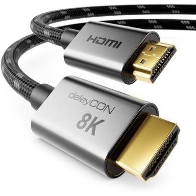 deleyCON Cabo HDMI 2.1 8K 2m para TV, Monitor, PS4, PS5, Xbox, Barra de Som Dolby Atmos EARC, HDR10+ VRR 48 Gbps Ultra Alta Velocidade 10K/8K@60Hz, 4K@120Hz/144Hz, 2K@240Hz deleyCON Cabo HDMI 2.1 8K 2m para TV, Monitor, PS4, PS5, Xbox, Barra de Som Dolby Atmos EARC, HDR10+ VRR 48 Gbps Ultra Alta Velocidade 10K/8K@60Hz, 4K@120Hz/144Hz, 2K@240Hz