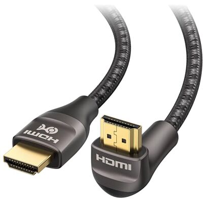 Cable Matters 48Gbps HDMI Ultra HD de ângulo reto, 8K, 2 m, preto 8K @ 60Hz, 4K@240Hz, ângulo HDMI, cabo HDMI de 270 graus, HDMI conector em ângulo macho Cable Matters 48Gbps HDMI Ultra HD de ângulo reto, 8K, 2 m, preto 8K @ 60Hz, 4K@240Hz, ângulo HDMI, cabo HDMI de 270 graus, HDMI conector em ângulo macho