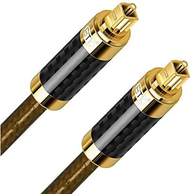 EMK Cabo de áudio óptico, 3M de fibra de carbono cabo de áudio digital Toslink Toslink conectores S/PDIF Toslink compatíveis com barra de som, cinema em casa EMK Cabo de áudio óptico, 3M de fibra de carbono cabo de áudio digital Toslink Toslink conectores S/PDIF Toslink compatíveis com barra de som, cinema em casa