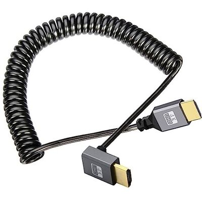 chenyang Cabo HDMI elástico em espiral HDMI 2.0 tipo A macho para macho 90 graus ângulo para baixo 4K 60Hz cabo de extensão chenyang Cabo HDMI elástico em espiral HDMI 2.0 tipo A macho para macho 90 graus ângulo para baixo 4K 60Hz cabo de extensão