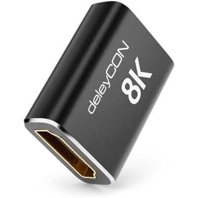 deleyCON Acoplador HDMI 2.1 8K (48G, Ultra Highspeed) adaptador conector 8K @60Hz 4K@120Hz 2K@144Hz/165Hz EARC HDCP 2.3/2.2 DTS:X para HDR Dolby Atmos TV PS5 Xbox Arma de som Monitor: deleyCON Acoplador HDMI 2.1 8K (48G, Ultra Highspeed) adaptador conector 8K @60Hz 4K@120Hz 2K@144Hz/165Hz EARC HDCP 2.3/2.2 DTS:X para HDR Dolby Atmos TV PS5 Xbox Arma de som Monitor: