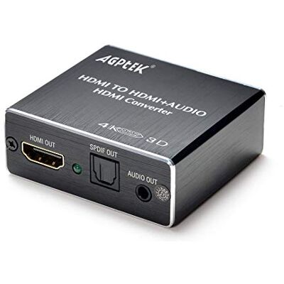 AGPTEK Convertidor de Extractor de Áudio, HDMI para HDMI Ultra HD 4K x 2K/Saída de Áudio SPDIF Toslink Óptica de 3,5 mm + Áudio com Cabo de Fibra Óptica AGPTEK Convertidor de Extractor de Áudio, HDMI para HDMI Ultra HD 4K x 2K/Saída de Áudio SPDIF Toslink Óptica de 3,5 mm + Áudio com Cabo de Fibra Óptica