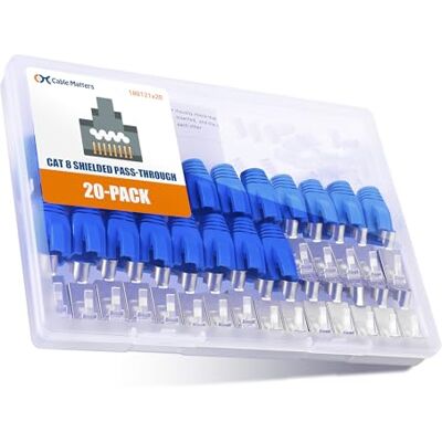 Cable Matters Pack de 20, conectores blindados de 23 a 24 AWG RJ45 Cat8 Cat7 Cat6 Pass-Through com capas de alívio de tensão para cabo Ethernet sólido ou trançado (conectores RJ45 Cat8 Pass Through) Cable Matters Pack de 20, conectores blindados de 23 a 24 AWG RJ45 Cat8 Cat7 Cat6 Pass-Through com capas de alívio de tensão para cabo Ethernet sólido ou trançado (conectores RJ45 Cat8 Pass Through)