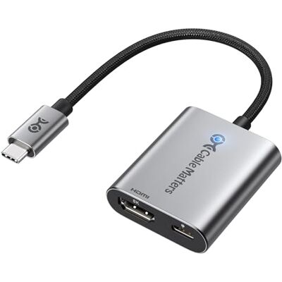 Cable Matters 48Gbps 140W adaptador USB-C para HDMI 2.1, 8K@60Hz 4K @ 240Hz/8K@60Hz, HDR, compatível com macOS, Windows, MacBook e Thunderbolt 5 Cable Matters 48Gbps 140W adaptador USB-C para HDMI 2.1, 8K@60Hz 4K @ 240Hz/8K@60Hz, HDR, compatível com macOS, Windows, MacBook e Thunderbolt 5