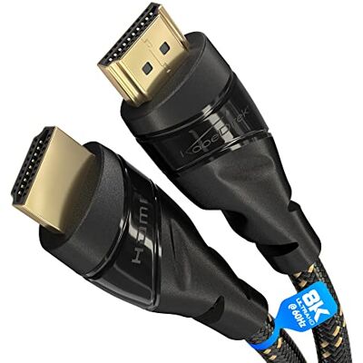 KabelDirekt – Cabo HDMI 8K/4K – 1m – 8K@60Hz (Extra de cobre para Ultra HD rápido, cobertura de nylon, 4K@120Hz/8K@60Hz – HDMI de alta velocidade com Ethernet, Blu-ray/PS5/XBO Série X/Switch, preto) Extra de cobre para Ultra HD rápido, cubierta de nailo KabelDirekt – Cabo HDMI 8K/4K – 1m – 8K@60Hz (Extra de cobre para Ultra HD rápido, cobertura de nylon, 4K@120Hz/8K@60Hz – HDMI de alta velocidade com Ethernet, Blu-ray/PS5/XBO Série X/Switch, preto) Extra de cobre para Ultra HD rápido, cubierta de nailo