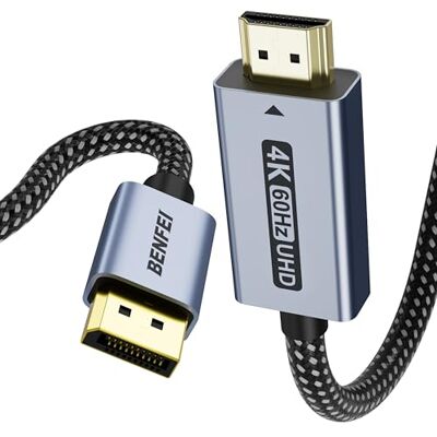 BENFEI Cabo DisplayPort para HDMI 4K@60Hz, 1,8m, carcaça de alumínio, trançado de nylon BENFEI Cabo DisplayPort para HDMI 4K@60Hz, 1,8m, carcaça de alumínio, trançado de nylon