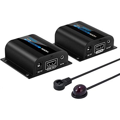 AGPTEK Extensor HDMI 1080P sobre CAT6/7/8 até 190feet (60 m) a 1080 p, suporta cores profundas, 3D com controlo remoto IR (LKV372A) AGPTEK Extensor HDMI 1080P sobre CAT6/7/8 até 190feet (60 m) a 1080 p, suporta cores profundas, 3D com controlo remoto IR (LKV372A)