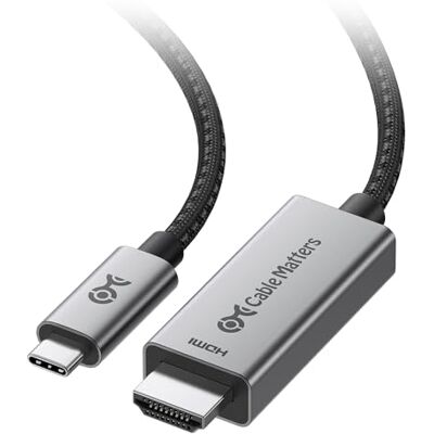 Cable Matters Cabo USB-C para HDMI 2.1 unidirecional, 8K, 1,8 m 4K @ 240Hz / 8K@60Hz, HDR, cabo Thunderbolt 4 para HDMI 2.1 para Windows; não requer atualização de firmware Cable Matters Cabo USB-C para HDMI 2.1 unidirecional, 8K, 1,8 m 4K @ 240Hz / 8K@60Hz, HDR, cabo Thunderbolt 4 para HDMI 2.1 para Windows; não requer atualização de firmware