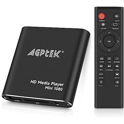 AGPTEK Leitor Multimédia, 1080p HD Leitor Multimédia para TV Mini Media Player HDMI com Controlo Remoto para -MKV/RM-Unidades USB HDD e Cartões SD(Preto) AGPTEK Leitor Multimédia, 1080p HD Leitor Multimédia para TV Mini Media Player HDMI com Controlo Remoto para -MKV/RM-Unidades USB HDD e Cartões SD(Preto)