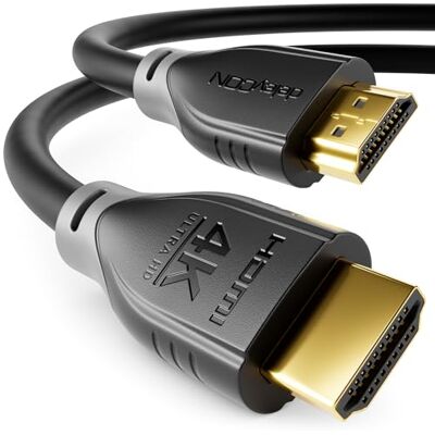 deleyCON Cabo HDMI 2 m 4 K@60Hz 2 K@165Hz com ARC Ethernet UHD HDR 3D de alta velocidade 18 Gbps para barra de som televisão projetor computador portátil TV PS4 PS5 consola PC monitor preto cinzento deleyCON Cabo HDMI 2 m 4 K@60Hz 2 K@165Hz com ARC Ethernet UHD HDR 3D de alta velocidade 18 Gbps para barra de som televisão projetor computador portátil TV PS4 PS5 consola PC monitor preto cinzento