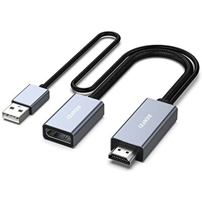 BENFEI Adaptador HDMI para DisplayPort, conversor HDMI para DisplayPort 4K@60Hz 2K@144Hz 1080P@165Hz, Compatível com placa gráfica, PC portátil, PS5, Xbox One (360) BENFEI Adaptador HDMI para DisplayPort, conversor HDMI para DisplayPort 4K@60Hz 2K@144Hz 1080P@165Hz, Compatível com placa gráfica, PC portátil, PS5, Xbox One (360)