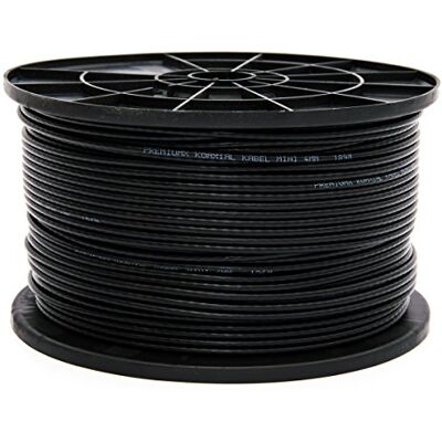 PremiumX Cabo satélite mini coaxial de 50 m em preto extra fino com um diâmetro de 4 mm Blindagem dupla para satélite cabo DVB-T compatível com Ultra HD 4K e 3D PremiumX Cabo satélite mini coaxial de 50 m em preto extra fino com um diâmetro de 4 mm Blindagem dupla para satélite cabo DVB-T compatível com Ultra HD 4K e 3D