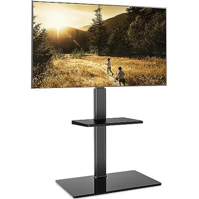 FITUEYES Suporte de TV de pé para ecrãs de 32 a 60 polegadas, ajuste de altura, rotação de 70°, MAX VESA 600 * 400 mm, suporte de chão TV com gestão de cabos, com prateleira FITUEYES Suporte de TV de pé para ecrãs de 32 a 60 polegadas, ajuste de altura, rotação de 70°, MAX VESA 600 * 400 mm, suporte de chão TV com gestão de cabos, com prateleira