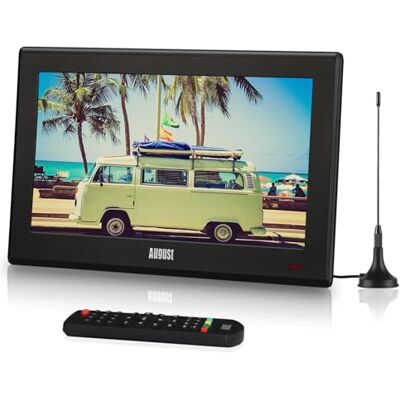 August DA100D TV portátil TDT de 10 polegadas LED, mini televisão digital com rede, bateria ou 12 v, DVB-T / T2 HDM USB Jack 3.5, tecido LED e gravação, sala de estar quarto cozinha carro camião caravana preto August DA100D TV portátil TDT de 10 polegadas LED, mini televisão digital com rede, bateria ou 12 v, DVB-T / T2 HDM USB Jack 3.5, tecido LED e gravação, sala de estar quarto cozinha carro camião caravana preto