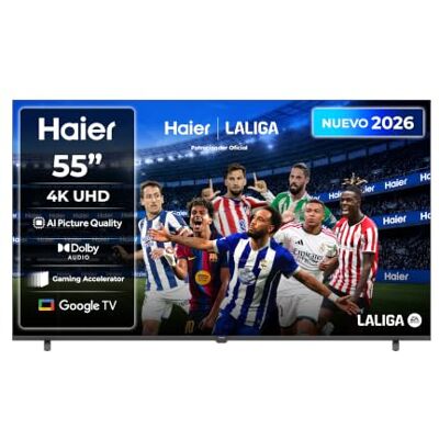 HAIER K85 4K UHD de 55" H55K85GUX, Smart TV com Google TV, Chromecast, áudio Dolby, HDR10, MEMC, AI Picture Quality, Bluetooth 5.1, Gaming Accelerator de 120Hz, USB 2.0 x 2, DBX TX V, HDMI 2. 1 x 4 HAIER K85 4K UHD de 55" H55K85GUX, Smart TV com Google TV, Chromecast, áudio Dolby, HDR10, MEMC, AI Picture Quality, Bluetooth 5.1, Gaming Accelerator de 120Hz, USB 2.0 x 2, DBX TX V, HDMI 2. 1 x 4