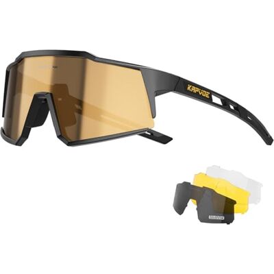 KAPVOE Óculos de ciclismo polarizados com 1 lente O 4 lentes intercambiáveis TR90 óculos de sol desportivos mulheres homens K9022 4 lentes: PC roja día, negra polarizada, transparente noche, amarilla poca luz; UV400, aprox. 34g TR90 KAPVOE Óculos de ciclismo polarizados com 1 lente O 4 lentes intercambiáveis TR90 óculos de sol desportivos mulheres homens K9022 4 lentes: PC roja día, negra polarizada, transparente noche, amarilla poca luz; UV400, aprox. 34g TR90