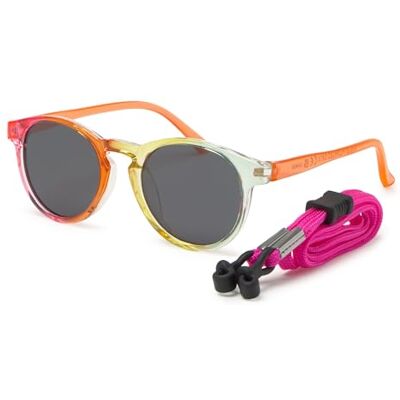 Kiddus Óculos de sol para menina, 4 a 7 anos, polarizados UV400 CAT3, armação TR90 flexível e leve, sem BPA, com cordão ajustável, proteção 100% UVA UVB, cumpre as normas ISO e CE Kiddus Óculos de sol para menina, 4 a 7 anos, polarizados UV400 CAT3, armação TR90 flexível e leve, sem BPA, com cordão ajustável, proteção 100% UVA UVB, cumpre as normas ISO e CE