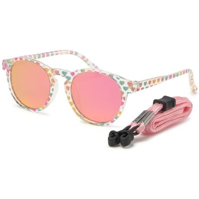 Kiddus Óculos de sol para menina, 4 a 7 anos, polarizados UV400 CAT3, armação TR90 flexível e leve, sem BPA, com cordão ajustável, proteção 100% UVA UVB, cumpre as normas ISO e CE Kiddus Óculos de sol para menina, 4 a 7 anos, polarizados UV400 CAT3, armação TR90 flexível e leve, sem BPA, com cordão ajustável, proteção 100% UVA UVB, cumpre as normas ISO e CE