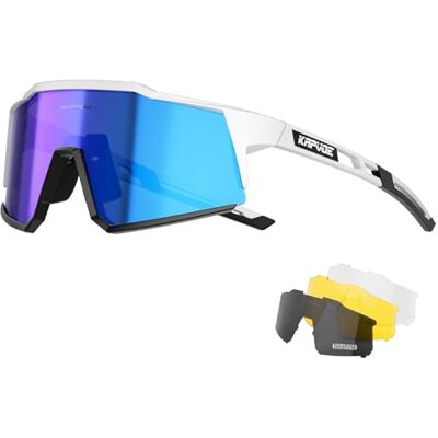 KAPVOE Óculos de ciclismo polarizados com 1 lente O 4 lentes intercambiáveis TR90 óculos de sol desportivos mulheres homens K9022 4 lentes: PC roja día, negra polarizada, transparente noche, amarilla poca luz; UV400, aprox. 34g TR90 KAPVOE Óculos de ciclismo polarizados com 1 lente O 4 lentes intercambiáveis TR90 óculos de sol desportivos mulheres homens K9022 4 lentes: PC roja día, negra polarizada, transparente noche, amarilla poca luz; UV400, aprox. 34g TR90