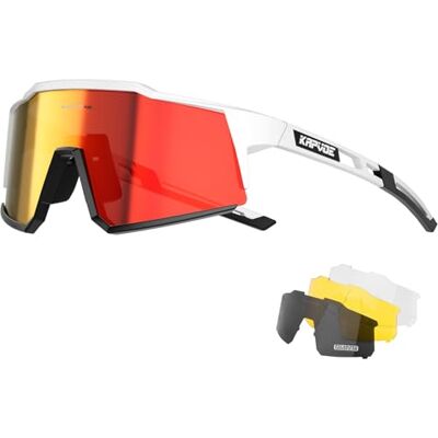 KAPVOE Óculos de ciclismo polarizados com 1 lente O 4 lentes intercambiáveis TR90 óculos de sol desportivos mulheres homens K9022 4 lentes: PC roja día, negra polarizada, transparente noche, amarilla poca luz; UV400, aprox. 34g TR90 KAPVOE Óculos de ciclismo polarizados com 1 lente O 4 lentes intercambiáveis TR90 óculos de sol desportivos mulheres homens K9022 4 lentes: PC roja día, negra polarizada, transparente noche, amarilla poca luz; UV400, aprox. 34g TR90