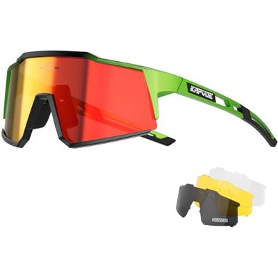 KAPVOE Óculos de ciclismo polarizados com 1 lente O 4 lentes intercambiáveis TR90 óculos de sol desportivos mulheres homens K9022 4 lentes: PC roja día, negra polarizada, transparente noche, amarilla poca luz; UV400, aprox. 34g TR90 KAPVOE Óculos de ciclismo polarizados com 1 lente O 4 lentes intercambiáveis TR90 óculos de sol desportivos mulheres homens K9022 4 lentes: PC roja día, negra polarizada, transparente noche, amarilla poca luz; UV400, aprox. 34g TR90