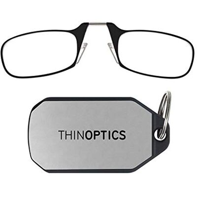 ThinOptics Óculos de leitura molduras preto com estojo para porta-chaves unissexo homens mulheres óculos de leitura compactos, dobráveis e leves com tecnologia Flex-fit Gafas de presbicia plegables y compactas para hombre y mujer, estuche llavero para l ThinOptics Óculos de leitura molduras preto com estojo para porta-chaves unissexo homens mulheres óculos de leitura compactos, dobráveis e leves com tecnologia Flex-fit Gafas de presbicia plegables y compactas para hombre y mujer, estuche llavero para l