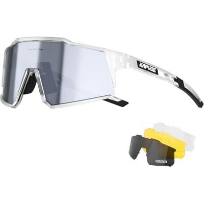 KAPVOE Óculos de ciclismo polarizados com 1 lente O 4 lentes intercambiáveis TR90 óculos de sol desportivos mulheres homens K9022 4 lentes: PC roja día, negra polarizada, transparente noche, amarilla poca luz; UV400, aprox. 34g TR90 KAPVOE Óculos de ciclismo polarizados com 1 lente O 4 lentes intercambiáveis TR90 óculos de sol desportivos mulheres homens K9022 4 lentes: PC roja día, negra polarizada, transparente noche, amarilla poca luz; UV400, aprox. 34g TR90